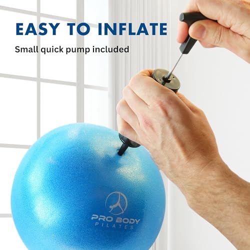 ProBody Pilates Ball Small Exercise Ball w/Pump, 9 Inch Barre Ball, Mini Soft Yoga Ball, Workout Ball for Stability, Barre, Ab, Core, and Physical Therapy Ball at Home Gym & Office (Aqua)