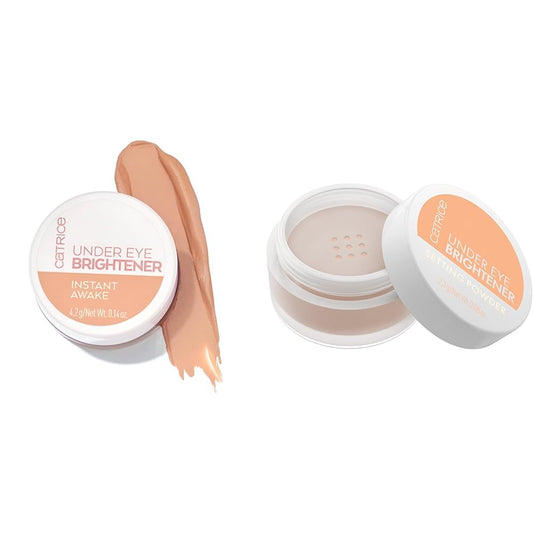 Catrice Under Eye Brightener & Setting Powder Bundle | 020 Warm Nude | Hydrating Concealer & Brightening Powder | Vegan & Cruelty Free