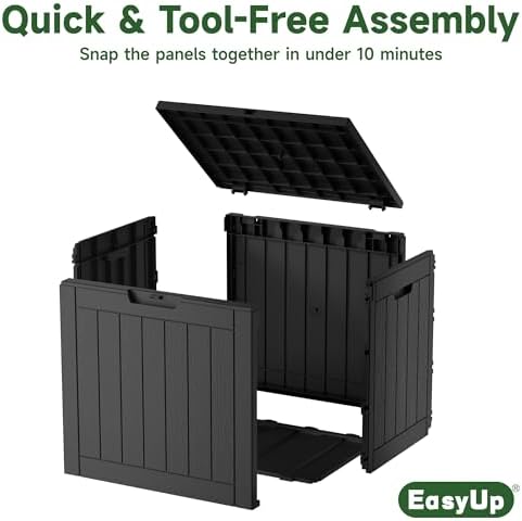 30 Gallon Resin Deck Box Waterproof, UV Resistant Outdoor Storage Box for Delivery, Patio, Garden,and Porch,Striped Black