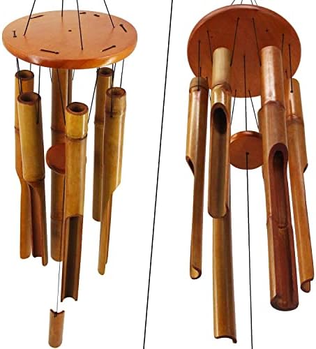 Bamboo Wind Chimes Outdoor,Wooden Wind Chimes for Outside with Melody Deep Tone,38" Classic Zen Garden Windchime for Relaxation, Grace.Home Décor for Patio, Garden or Indoor