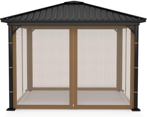 Gazebo Replacement Netting Screen Mosquito Net Screen Walls for 10 x 10 ft Outdoor Gazebo Canopy, 4-Panel with Double Zippers for Outdoor Patio (Only Netting)