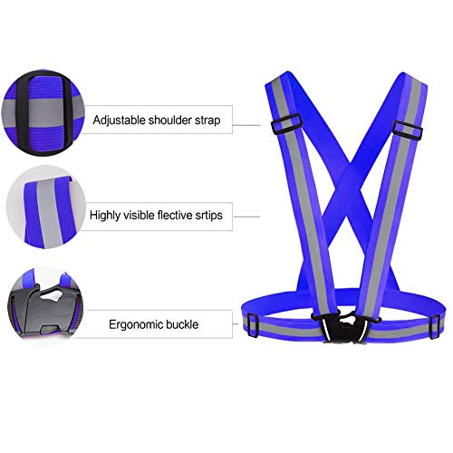 Awnuuw Reflective Vest Running Gear 3Pack, Adjustable Safety Vests High Visible Reflective Belt Straps for Night Running, Outdoor Cycling, Motorcycle, Dog Walking (Green,Black,Blue)