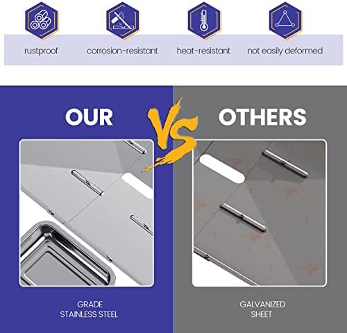 Geesta Grill Grease Tray Set, Stainless Steel Grill Replacement Parts, 24" - 27" Adjustable Grill Drip Pans Fit for Gas Grill from Dyna Glo, Nexgrill, Backyard Grill, Expert, BHG, Kenmore and More