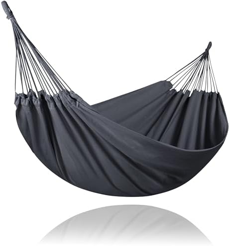 SUNCREAT Hammocks Outdoor Camping Double Hammock, Extra Large 2 Person Hammock for Camping, Dark Gray