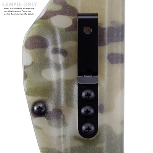 HolsterSmith Universal Metal Belt Clip for Holster Making - (Model 5) - (3-Hole) - (Tactical Black) - (w/Spartan Helmet Engraving) - (2 Pack)