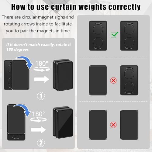 18 Pcs Outdoor Curtain Weights, Plastic Wrapped Magnetic Drapery Weights, Waterproof Heavy Duty Curtain Magnets for Heavy Wind Outside, Shower Curtain, Tablecloth, Flag (Black)