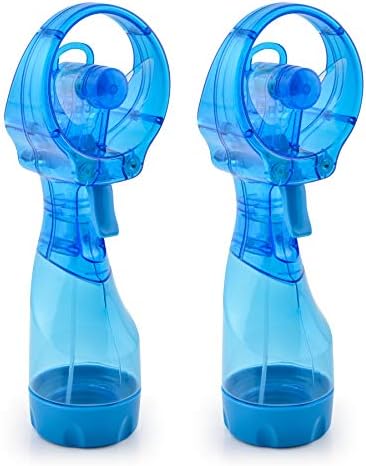 O2COOL Deluxe Handheld Battery Powered Water Misting Fan (Light Blue) 2 Pack