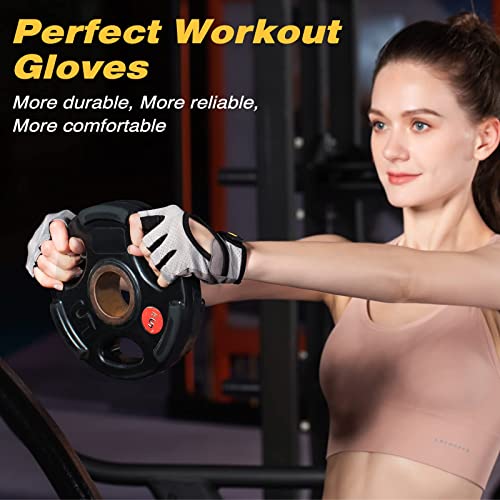 Glofit Workout Gloves for Women and Men, Weight Lifting Gloves Anti-Slip Padded Palm, Light Weight Fingerless Powerlifting Fingerless Gym Gloves for Exercise, Fitness, Training, Cycling