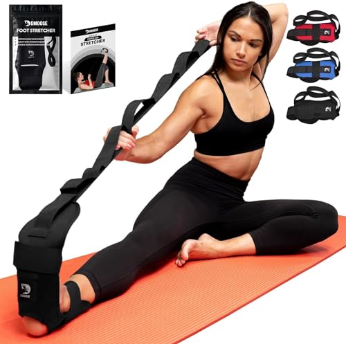 DMoose Fitness Foot & Calf Stretcher - Hamstring Stretcher for Plantar fasciitis, Achilles Tendonitis, & Heel Spurs - Yoga Stretching Strap for Lower Back Pain - Flex Strap for Physical Therapy