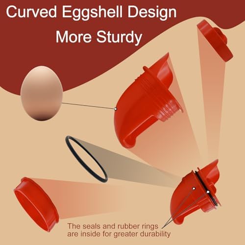 [8 Pack] Aopchry Automatic Chicken Feeder (Red), Chicken Feeders No Waste Feed, Egg Shaped Thickened Design, Rain-Proof, Suitable for Various Poultry, with Mounting Hole Opener