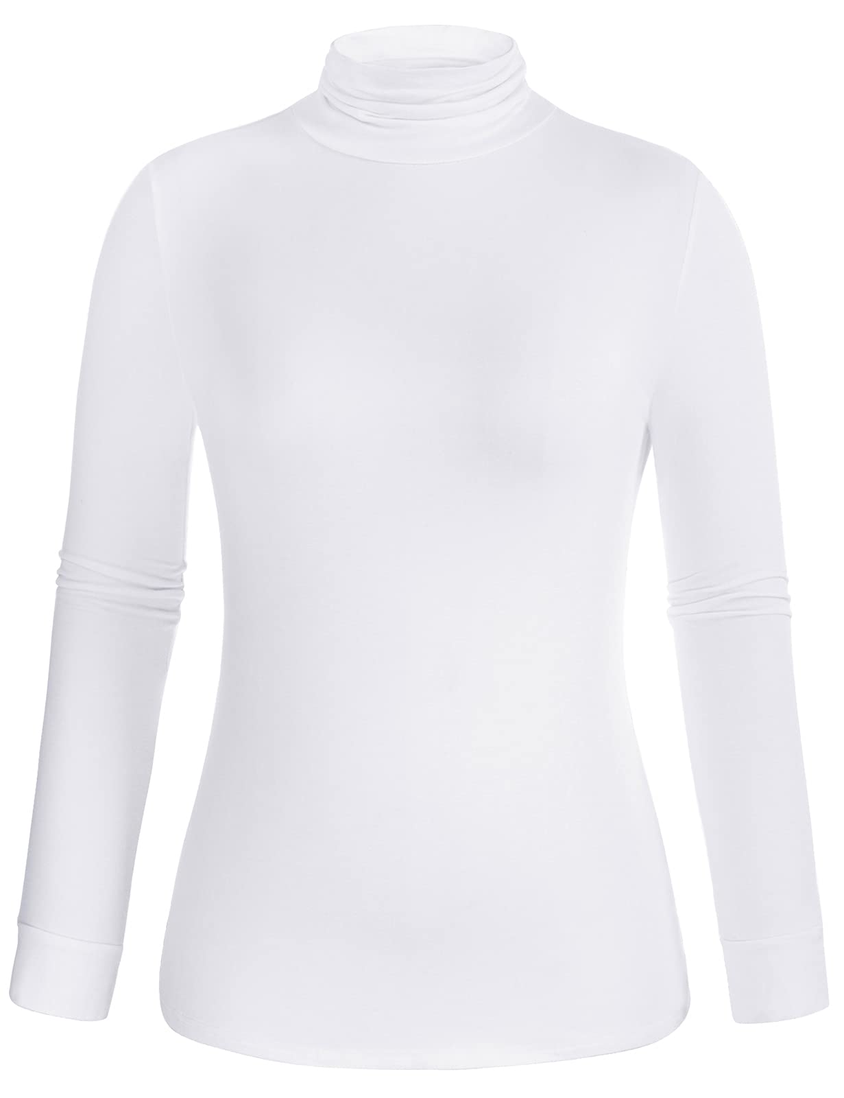 Hanna Nikole Plus Size White Turtle Neck Tops for Women Long Sleeve Fitted Stretchy Base Layer Tunics Shirt 18W 2X
