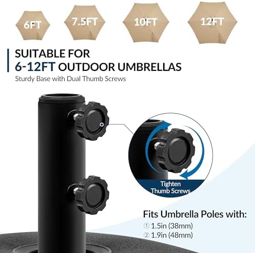 Yaheetech Fillable Mobile Umbrella Base, Heavy Duty Patio Umbrella Pole Holder for Outdoor 4 Wheels, 2 Locks 2 Knobs 123lb Capacity for Deck, Poolside, Garden, Black