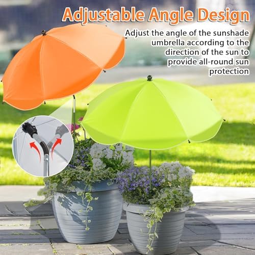 2 Pack Plant Umbrellas for Outdoor Plants, 26" Garden Umbrella for Plants with Adjustable Angle, Plant Umbrella Provide Shade for Outdoor Plants Flower Pot Planting Beds (Green, Orange)