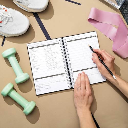 Skyline Fitness Journal – Workout Log Book For Home Exercise & Gym – Weightlifting Tracker - Training Accessories & Work Out Gifts (Black)