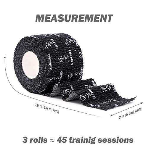 WARM BODY COLD MIND 2" Premium Lifting Thumb Tape for Weightlifting - Hook Grip for Powerlifting, Strength/Cross Training, Deadlift, Weight Lifting, Athletic Finger Wrap (Black 3 Rolls)