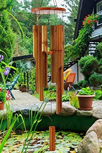 Bamboo Wind Chimes Outdoor,Wooden Wind Chimes for Outside with Melody Deep Tone,38" Classic Zen Garden Windchime for Relaxation, Grace.Home Décor for Patio, Garden or Indoor