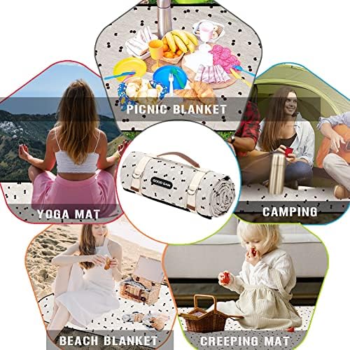 Extra Large Picnic Outdoor Blankets with Carry Strap, Oversized 78"x57" Waterproof & Sand Proof Portable Camping Mat, Outdoor Beach Mat ,Indoor(Brown)