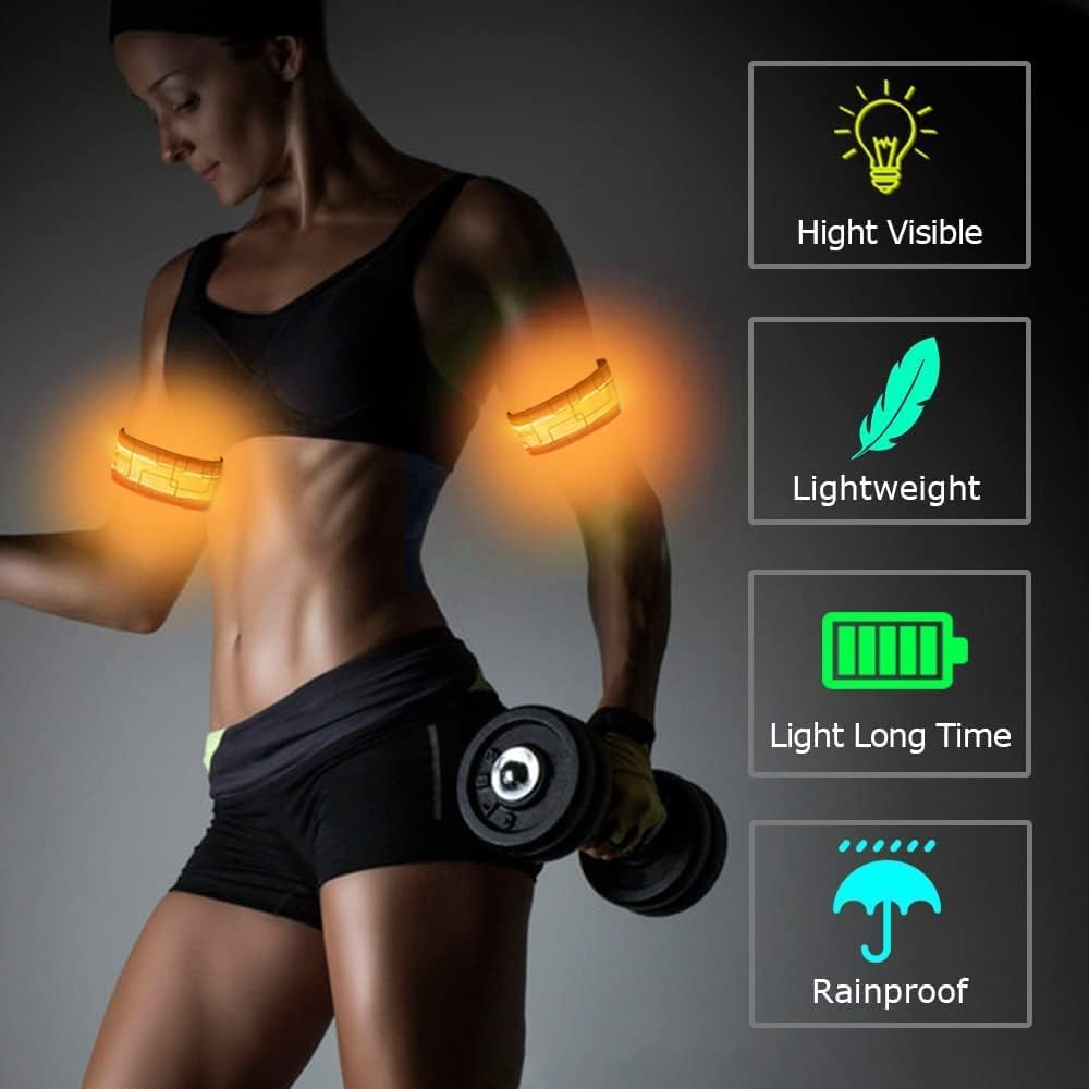 LOBKIN 2 Pcs Rechargeable Safety Bracelets - LED Slap Armband Kids Night Safe Walking Wrist Band Reflective Belt - Magic Band Running Lights Gear for Runners Joggers Bikers
