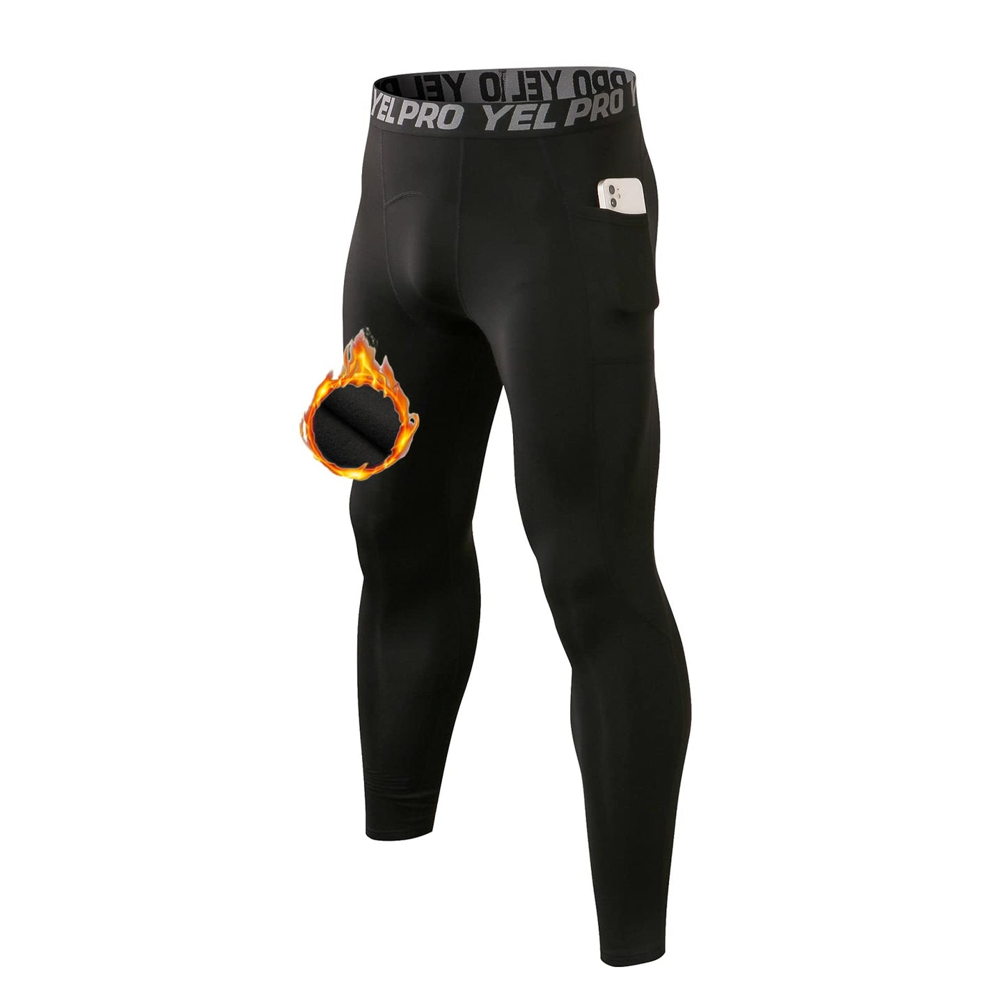 Men Thermal Compression Pants, Micro Lined Athletic Leggings for Cold Weather, Winter Gear Base Layer Bottoms