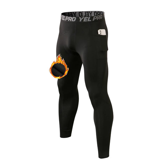 Men Thermal Compression Pants, Micro Lined Athletic Leggings for Cold Weather, Winter Gear Base Layer Bottoms