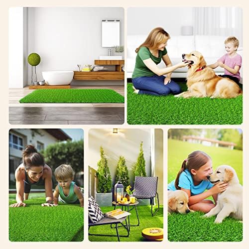 LOOBANI Realistic Artificial Grass Rug Indoor Outdoor, Dog Grass Mat with Drainage Holes and Replacement Artificial Grass Turf, Fake Grass for Garden Lawn Landscape Balcony Decoration, 3 Feet x 5 Feet