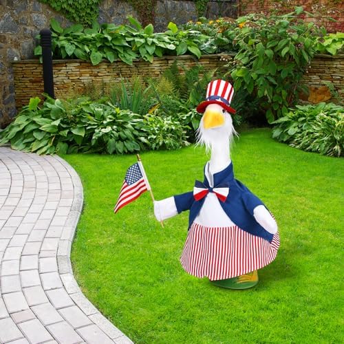 4th of July Porch Goose Outfits Independence Day Decorations Clothes Flag 23'' Goose Costume for Lawn Patio Decor (Style 2)