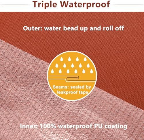 Favoyard Patio Chair Cushions 19 x 19 x 3 Inch Waterproof Outdoor Seat Cushions for Patio Furniture 3-Year Color Fastness Garden Sofa Couch Chair Pads with Handle & Adjustable Straps Set of 2, Spice