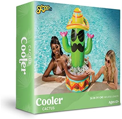 JOYIN 36" Inflatable Cactus Cooler with Sombrero Hat for Fiesta, Cinco de Mayo Party Supplies, Inflatable , Pool Party Decoration