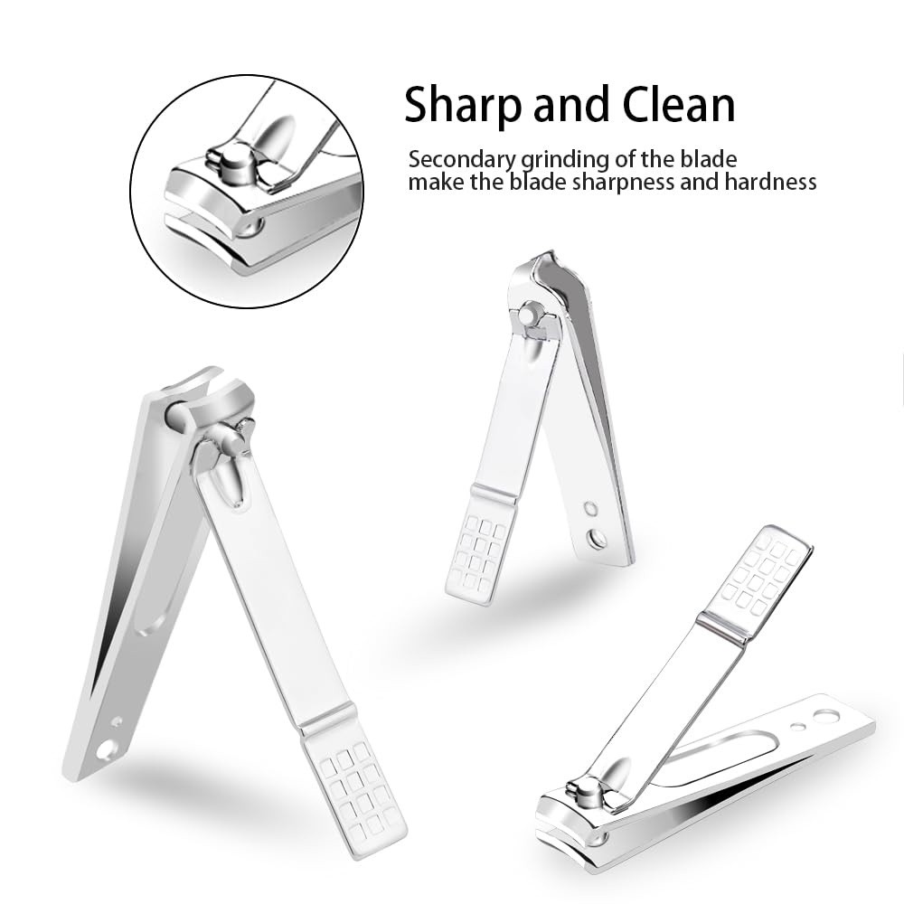 ZIZZON Nail Clippers Kit Manicure Pedicure Set with Holographic Case(Pink)