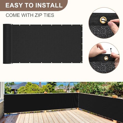 6X50FT Privacy Screen Fence, Heavy Duty Fencing Shade Cover, 170GSM 90% Blockage Mesh Shade Net for Wall Garden Yard Backyard (6 ft X 50 ft, Black)