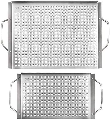 Outset 76630 Stainless Steel Grill Topper Grid, Set of 2, 11"x7" and 11"x17"