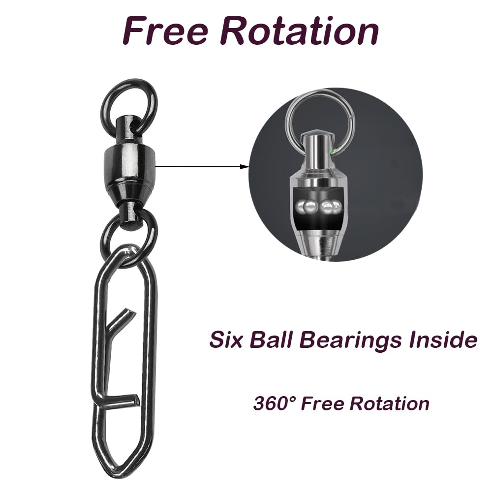 GERUITE Snap Fishing Swivels Ball Bearing Swivel High Strength Fishing Swivels Saltwater Stainless Barrel Swivel for Freshwater Fishing #4(25 Pcs)