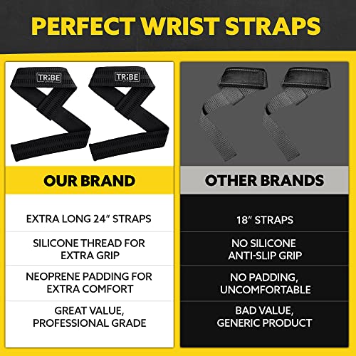 Heavy Duty Wrist Wraps and Lifting Straps - 21" Wrist Wraps for Weightlifting Men and 24" Wrist Straps for Weightlifting with Silicone Grip and Padding - Weight Lifting Wrist Wraps and Gym Straps