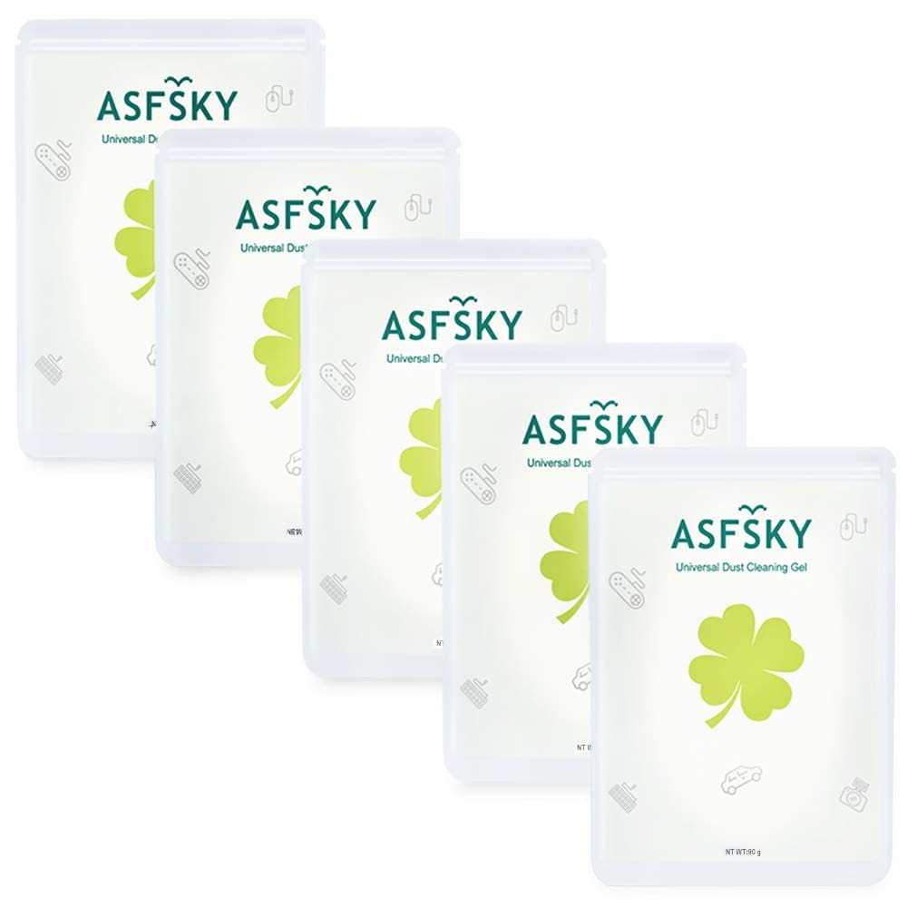 ASFSKY Car Cleaning Gel Putty - Reusable Keyboard Cleaner Slime for Car, Keyboard, Dust - 5 Pack (Yellow)