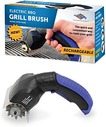 Flame King Electric BBQ Grill Brush Cordless and Rechargeable Stainless Steel Bristles,Black