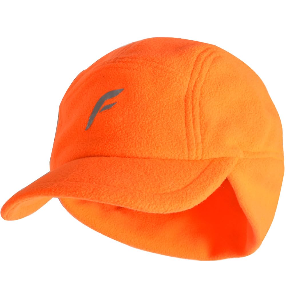 FETHAR Womens Athletic Winter Hat with Ponytail Hole - Fleece Running Hat for Womens (Blaze Orange, Large)