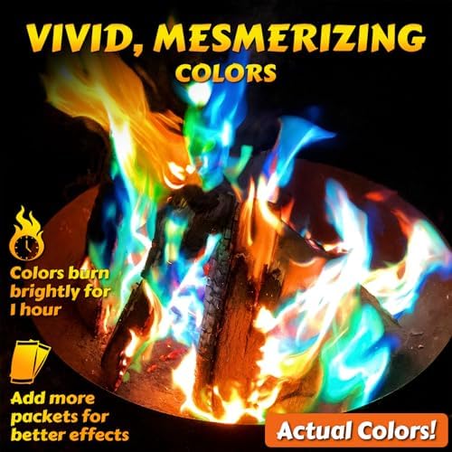 HGD (30 Pack) Magic Campfire Fire Color Changing Packets for Fire Pit, Indoor/Outdoor Fireplace, Bonfire - Rainbow Magical Flame, Camping Accessory, Compatible with Wood