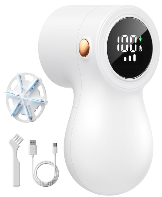 𝗥𝗲𝗰𝗵𝗮𝗿𝗴𝗲𝗮𝗯𝗹𝗲 Fabric Shaver, coldSky Lint Remover for Clothes with 3 Replaceable Blades, Electric Lint Shaver with Digital Display, 3-Speeds Defuzzer for Removing Fuzz and Pill from Sweater