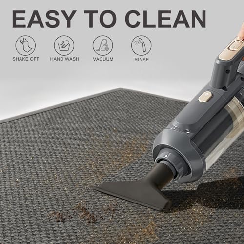 LEKEEPGO Door Mat 17"x29", Non Slip Door Mat Indoor Entrance, Rubber Backing Indoor Door mat Washable Absorbent Low-Profile Doormat Front Entryway Entry Resist Dirt Inside Door Mats, Grey