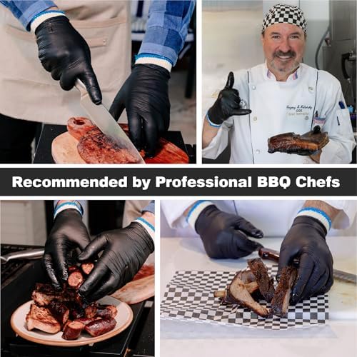 Raxwell BBQ Gloves - 6 Heat Resistant Cotton Liners + 100 Nitrile Food Prep Gloves for Barbecue Smoker, Cooking & Hot Food - Size X-Large - Grilling Accessories