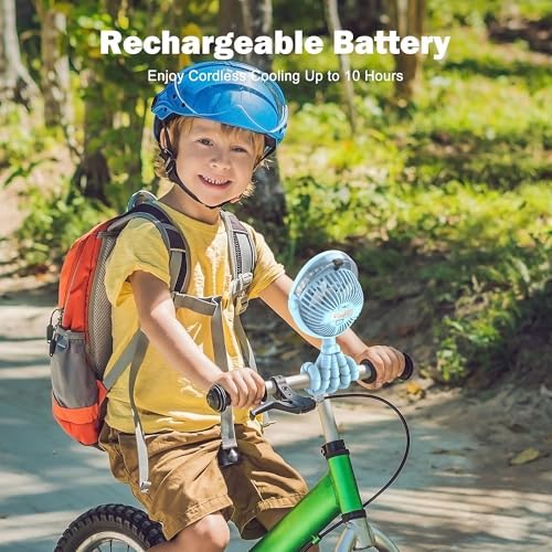 AMACOOL Portable Misting Stroller Fan, Rechargeable Mister Fan with Water Spray, 270°Pivoting, Flexible Tripod Clip on Mist Cooling Fans for Disney Travel Beach Outdoor Car Seat Treadmill Golf Cart