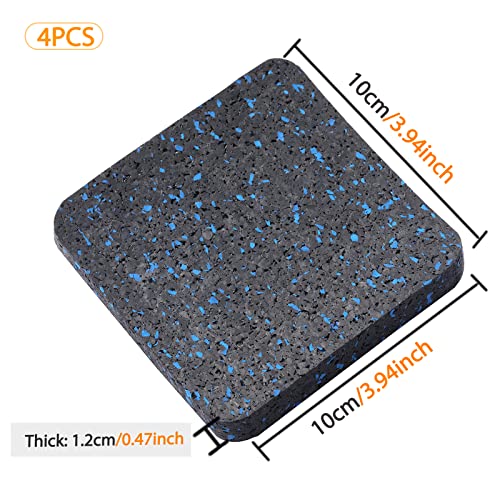 Treadmill Mat Pads, Exercise Equipment Mat with High Density Rubber for Protect Floors 3.94" x 3.94" x 0.5" (4 PCS) Black