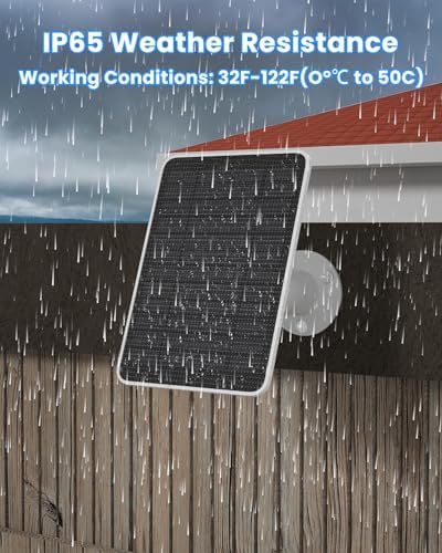 Solar Panel Charger Compatible with Arlo Essential 2K Outdoor(2nd Gen)/Essential XL Camera(2nd Gen)/Essential Spotlight, 5W Solar Panel with IP65 Waterproof 10ft Micro USB-C Cable & Wall Mount, 3 Pack