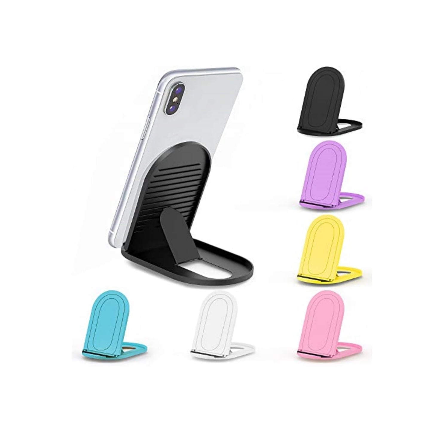 Cell Phone Stand, 6pack Portable Foldable Desktop Cell Phone Holder Adjustable Universal Multi-Angle Cradle for Desk Tablet iPad Mini iPhone X/8/7 Plus/7/6s/6 Samsung Galaxy, Black, White, Blue