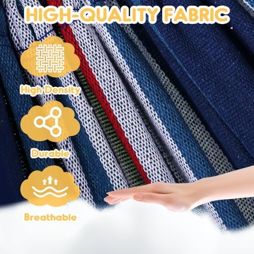 ANYOO Cotton Hammock Portable Camping Hammocks for Hanging Sturdy Garden Comfortable Fabric Hammock with Tree Straps Up to 660lbs with Travel Bag for Camping Outdoor/Indoor Patio Backyard