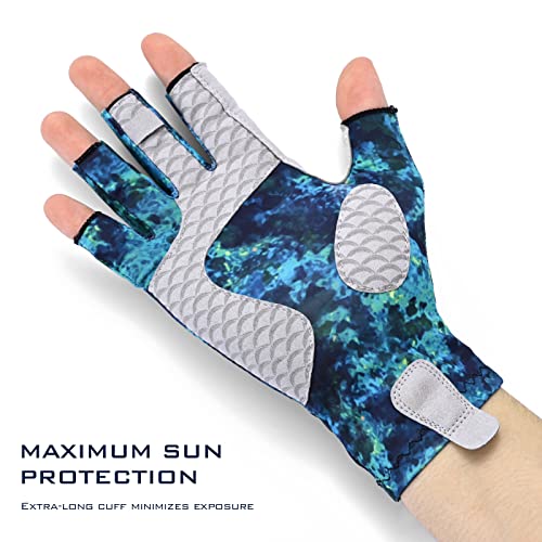 KastKing La Sal Fishing Gloves UPF50+ Sun Gloves UV Protection Fingerless Gloves Men Women for Outdoor, Kayaking, Rowing, Paddling, Canoeing, Hunting