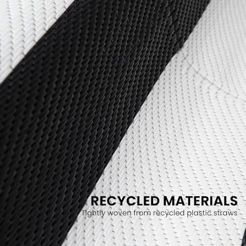 STRICKLANDHOME Outdoor Rug Waterproof 5 x 8 ft, Reversible Plastic Straw Rug for Patio, Large Outdoor Carpet for RV, Patio, Camping, Backyard, Deck, Picnic, Beach, Black & White