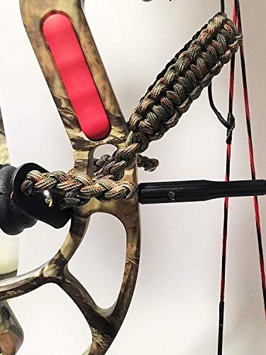 Ten Point Gear Bow Archery Wrist Sling 550 Paracord - Survival Hunting Shooting - Durable Leather with Metal Grommet (Multiple Camo Options) (Flo-Green & Camo)