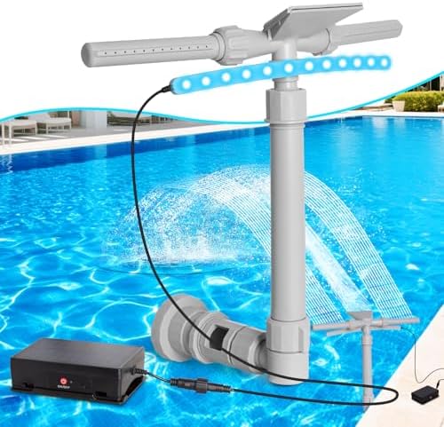 2025 New Model Pool Fountains for Above and In-ground Pools – Solar Pool Fountain with Lights, 360° Adjustable, Featuring Two Spray Modes; Pool Accessories with 9-Color Lights and 4 Modes