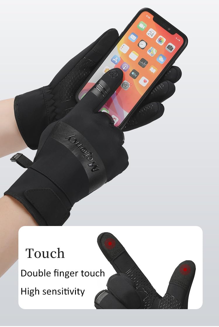 TELoni Thermal Gloves for Men Women, Windproof Waterproof Anti-Slip Touch Screen Winter Warm Gloves for Running Driving Riding Cycling Hiking Skiing Fishing Mountaineering (XL)
